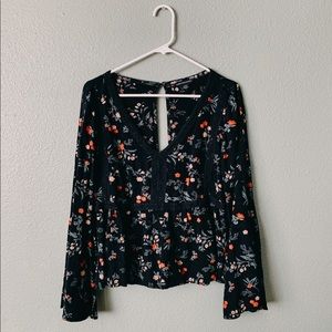 Floral Bell Sleeve Peasant Top